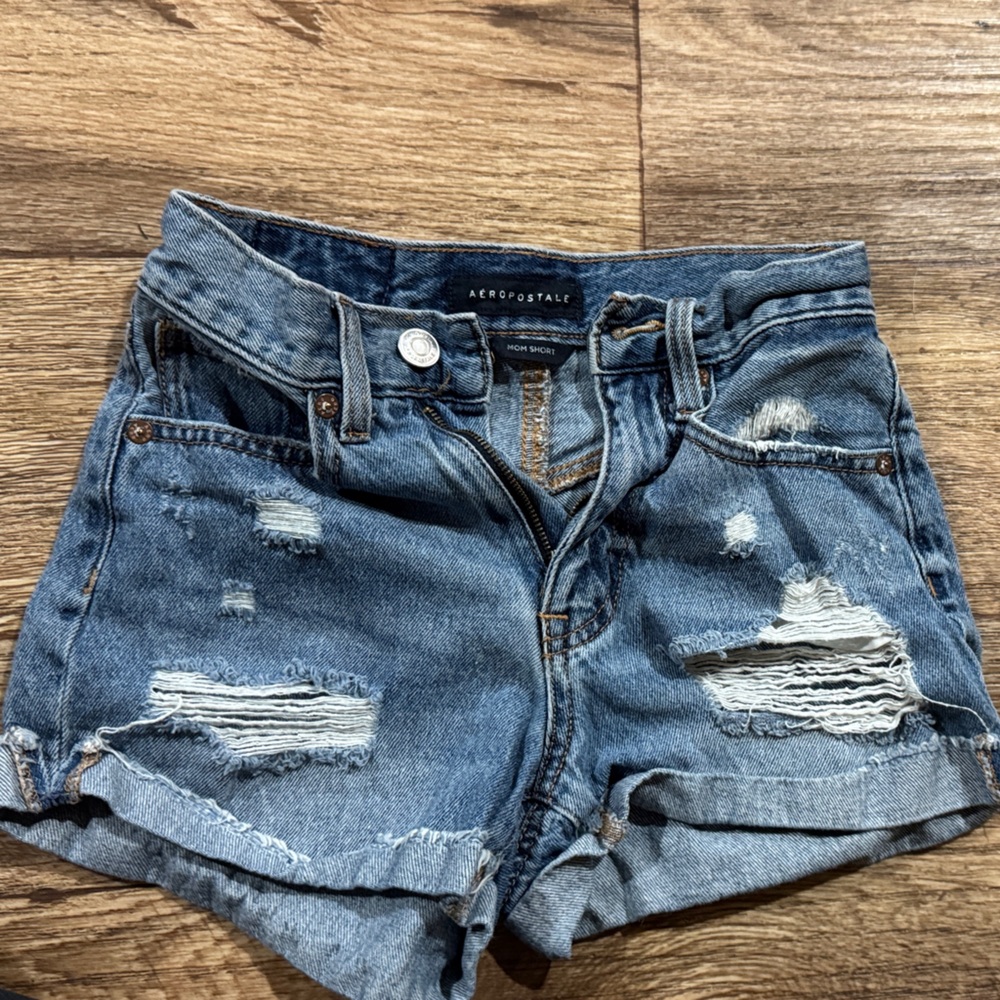 Abercrombie & Fitch Distressed Mom Jean Shorts